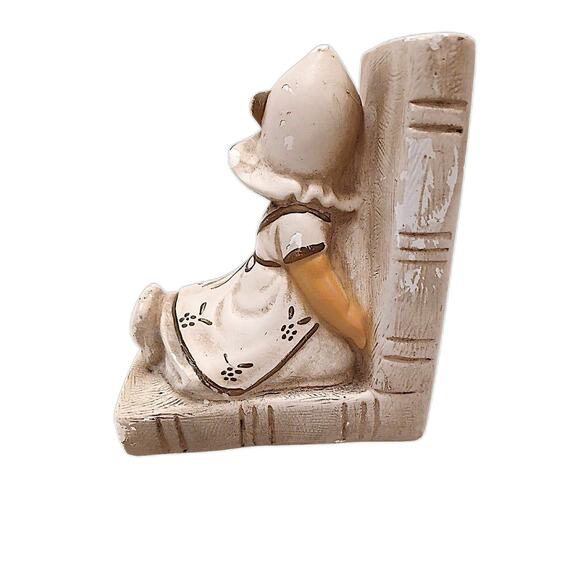 Bookend Set Dutch Boy & Girl Sitting on Books Ceramic Chalkware Nursery Children - Picture 7 of 12